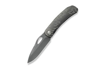 Image of WEKNIFE Inmate Front Flipper &amp; Thumb Hole Knife Polished Gray Titanium Handle With Satin Raindrops (3.7" Polished Gray CPM 20CV Blade)