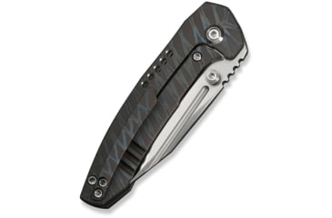 Image of We Knife Co Ltd Weknife Micro Trogon Thumb Stud Knife Tiger Stripe Pattern Flamed Titanium Handle - WE24043-3