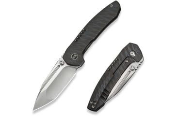 Image of We Knife Co Ltd Weknife Micro Trogon Thumb Stud Knife Tiger Stripe Pattern Flamed Titanium Handle - WE24043-3