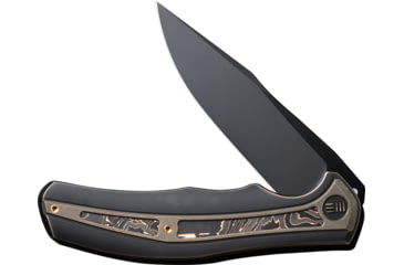 Image of We Knife Co Ltd Zonda Copper Foil Folding Knife, 4.88in Closed, 4in Black Stonewash CPM-20CV SS Blade, Black/Bronze Titanium Handle w/ Copper Foil Carbon Fiber Inlay, Nylon Case, WE22016-3