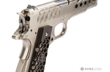 Image of WE-Tech 1911 Hex Cut Gen 2 Gas Blowback Airsoft Pistol, Silver, WE-E016-SV