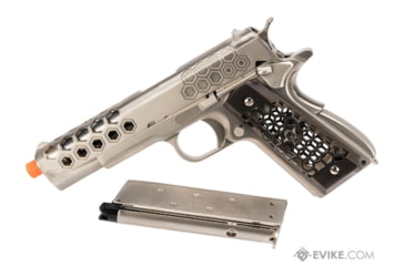 Image of WE-Tech 1911 Hex Cut Gen 2 Gas Blowback Airsoft Pistol, Silver, WE-E016-SV