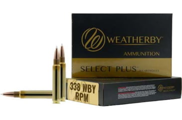 Image of Weatherby Select Plus .338 RPM 225 Grain Hornady Interlock Brass Cased Centerfire Rifle Ammo, 20 Rounds, H338225IL
