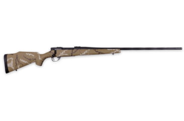 Image of Weatherby Vanguard Outfitter Bolt Action Rifle, .300 Winchester Magnum, 26in Barrel, 1-10, Synthetic Tan With Brown/White Sponge Paint Stock, Cerakote Graphite Black, 3Rd, VHH300NR6B-FRRMPG