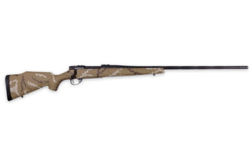 Image of Weatherby Vanguard Outfitter Bolt Action Rifle, 308 Win/7.62x51 NATO, 24in Barrel, 1-10, Synthetic Tan With Brown/White Sponge Paint Stock, Cerakote Graphite Black, 5RD, VHH308NR4B-FRRMPG