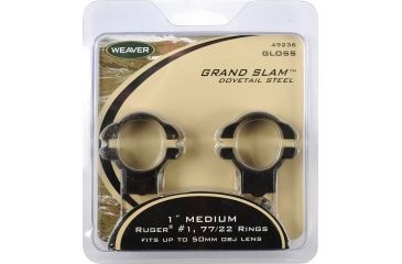 Image of Weaver 1in. Grand Slam Rifle Scope Rings - Ruger 77, Medium, Gloss Black, Steel