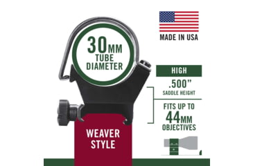 Image of Weaver Rings Detachable Top Mount Rings, 30mm, High Extended Matte 49152