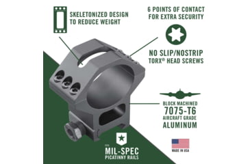 Image of Weaver Tactical Rifle Scope 6-Hole Picatinny Rings, 34 mm Tube, High, Matte, Black, 99684