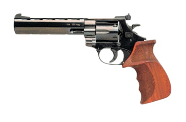 Image of Hermann Weihrauch HW-357 Revolver, .357 Magnum, 6in barrel, blued finish steel frame, wood grip, revolving chamber, blade front, adjustable rear, 6 round cylinder, WH-HW 357-.357 MG-6-1-FRRMPG