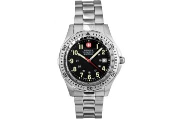 Image of Wenger Battalion Pilot Mens Swiss Military Watch - Black Dial w/ Bracelet 72198