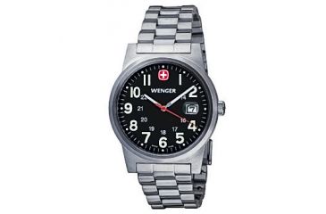Image of Wenger Classic Field Black Dial, Stainless Silver Bracelet 72806