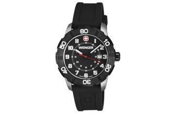 Image of Wenger Mens Roadster Sport Watch w/ Black Dial, Black PVD Bezel, Black Rubber Strap 851.105