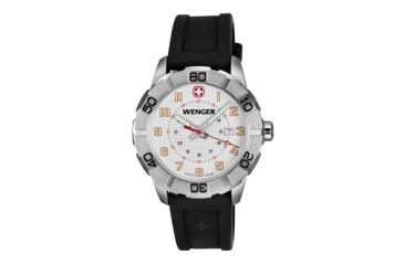 Image of Wenger Mens Roadster Sport Watch w/ White Dial, Black Rubber Strap 851.104
