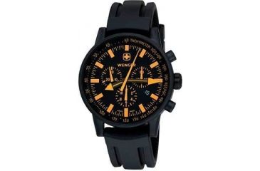 Image of Wenger Swiss Raid Commando Watch - Mens Black/Orange Dial &amp; Black Rubber Strap 70893