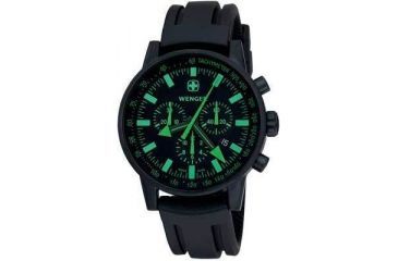 Image of Wenger Swiss Raid Commando Watch - Mens Black/Green Dial &amp; Black Rubber Strap 70891
