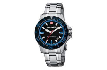 Image of Wenger Sea Force Black &amp; Blue Dial Black &amp; Blue Bezel Bracelet 641106