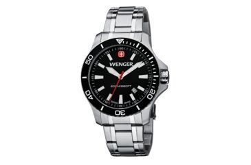 Image of Wenger Sea Force Black Dial Black Bezel Bracelet 641105