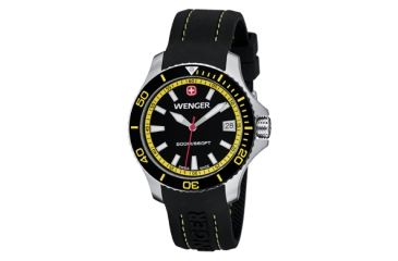 Image of Wenger Sea Force Black &amp; Yellow Dial Black &amp; Yellow Bezel Black Silicone Strap 621101