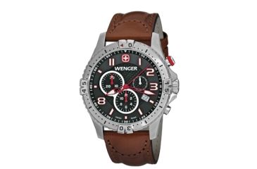 Image of Wenger Squadron Chrono Black Dial Brown Leather Strap 77051