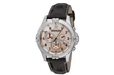 Image of Wenger Squadron Chrono Copper Dial Brown Leather Strap 77052