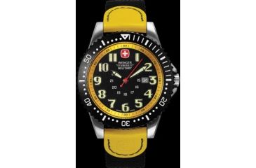 Image of Wenger Swiss Military Challenger Black Dial Yellow Accents and Nylon Strap