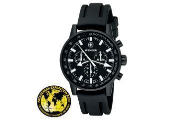 Image of Wenger Swiss Raid Commando Watch - Mens Black Dial Black Rubber Strap 70890