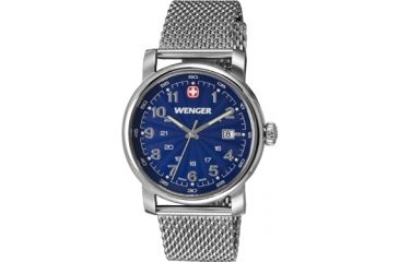 Image of Wenger Urban Classic Blue Sunray Textured Dial, Stainless Steel Mesh Bracelet 1041.107