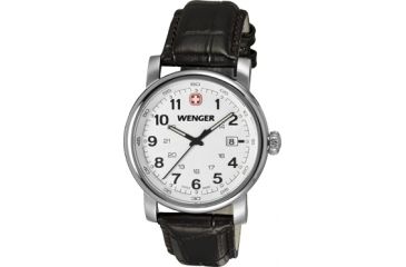 Image of Wenger Urban Classic Silver Sunray Textured Dial, Brown Leather Strap 1041.101