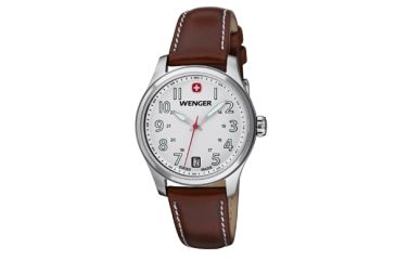 Image of Wenger White Dial Brown Leather Strap 521101