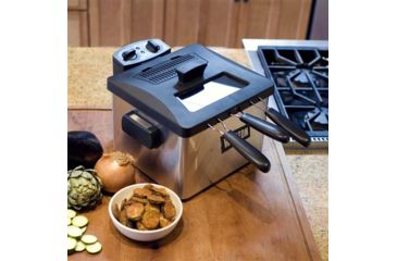 Image of Weston Products Deep Fryer, Dual Basket - 12 Cup, 3L Oil Capacity, Black/Stainless Steel 03-1300-W