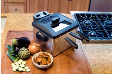 Image of Weston Products Deep Fryer, Dual Basket - 12 Cup, 3L Oil Capacity, Black/Stainless Steel, 03-1300-W