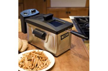 Image of Weston Products Deep Fryer, Single Basket - 12 Cup, 3L Oil Capacity, Black/Stainless Steel 03-1200-W