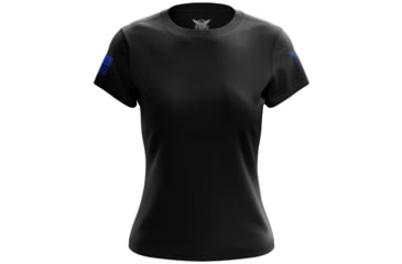 Image of Wethepeopleholsters.Com Basic - Black + Blue Womens Short Sleeve Shirt, CREWF-K0000-B-FL-S