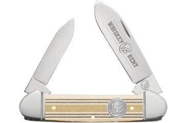 Image of Whiskey Bent Knives Canoe Folding Knife, Spear &amp; Pen Blades, 440 Steel Blade, 3.63in Closed Length, Acrylic Handle, Burlap, WB12-36
