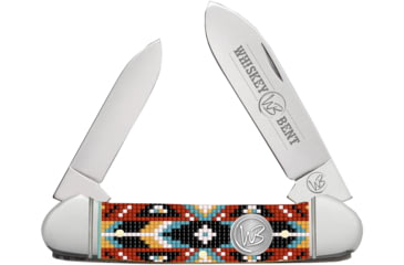 Image of Whiskey Bent Knives Canoe Folding Knife, Spear &amp; Pen Blades, 440 Steel Blade, 3.63in Closed Length, Acrylic Handle, Desert Bead, WB12-05