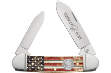 Image of Whiskey Bent Knives Canoe Folding Knife, Spear &amp; Pen Blades, 440 Steel Blade, 3.63in Closed Length, Acrylic Handle, Patriot, WB12-01