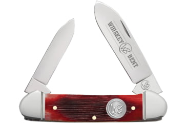 Image of Whiskey Bent Knives Canoe Folding Knife, Spear &amp; Pen Blades, 440 Steel Blade, 3.63in Closed Length, Natural Bone Handle, Black Cherry, WB12-39