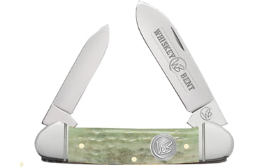 Image of Whiskey Bent Knives Canoe Folding Knife, Spear &amp; Pen Blades, 440 Steel Blade, 3.63in Closed Length, Natural Bone Handle, Ivy, WB12-30