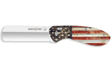 Image of Whiskey Bent Knives Catch Pin Lock Patriot 2.91in Folding Knife, Satin Blade, Castrating, Acrylic Handle, WB65-01
