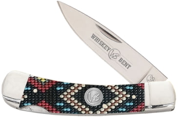 Image of Whiskey Bent Knives Lock Blade Folding Knife, Single Clip Point, 440 Steel Blade, 3.75in Closed Length, Acrylic Handle, Black Diamond Bead, WB13-04