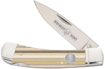 Image of Whiskey Bent Knives Lock Blade Folding Knife, Single Clip Point, 440 Steel Blade, 3.75in Closed Length, Acrylic Handle, Burlap, WB13-36