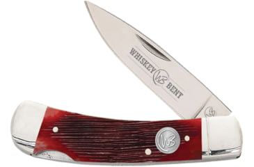 Image of Whiskey Bent Knives Lock Blade Folding Knife, Single Clip Point, 440 Steel Blade, 3.75in Closed Length, Natural Bone Handle, Black Cherry, WB13-39