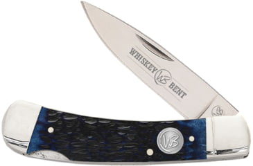 Image of Whiskey Bent Knives Lock Blade Folding Knife, Single Clip Point, 440 Steel Blade, 3.75in Closed Length, Natural Bone Handle, Blueberry, WB13-32