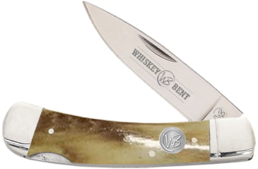 Image of Whiskey Bent Knives Lock Blade Folding Knife, Single Clip Point, 440 Steel Blade, 3.75in Closed Length, Natural Bone Handle, Burnt Bone, WB23-01