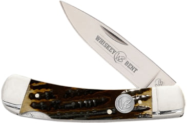 Image of Whiskey Bent Knives Lock Blade Folding Knife, Single Clip Point, 440 Steel Blade, 3.75in Closed Length, Natural Bone Handle, Honey Badger, WB13-41