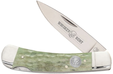 Image of Whiskey Bent Knives Lock Blade Folding Knife, Single Clip Point, 440 Steel Blade, 3.75in Closed Length, Natural Bone Handle, Ivy, WB13-30