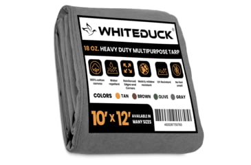 Image of White Duck 18 oz. 100% Cotton Canvas Tarp, Gray, 10ft x 12ft, FBA-WDT-Grey-8041
