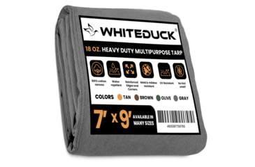 Image of White Duck 18 oz. 100% Cotton Canvas Tarp, Gray, 7x9, FBA-WDT-Grey-8047