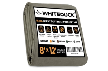 Image of White Duck 18 oz. 100% Cotton Canvas Tarp, Olive, 8x12ft, FBA-2E-ORTK-JWI7