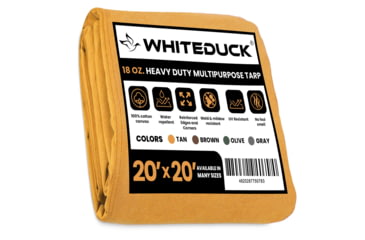 Image of White Duck 18 oz. 100% Cotton Canvas Tarp, Tan, 20x20ft, FBA-WDT-Tan-8052